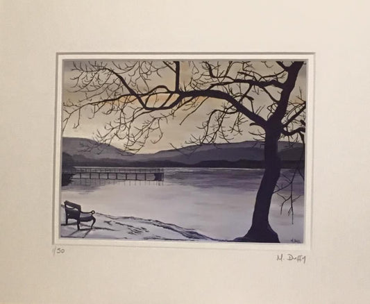Winter by the Tree and the Bench - Limited Edition Print by MIchelle Duffy Camlake Canvas