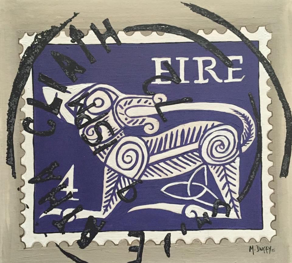 Eire 4 Old Stamp Print (blue)