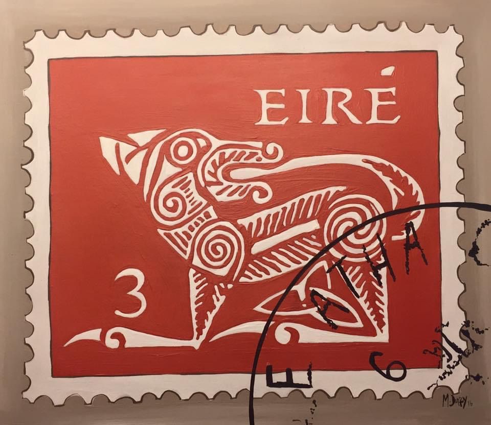 Eire 3 Old Stamp Print (red)