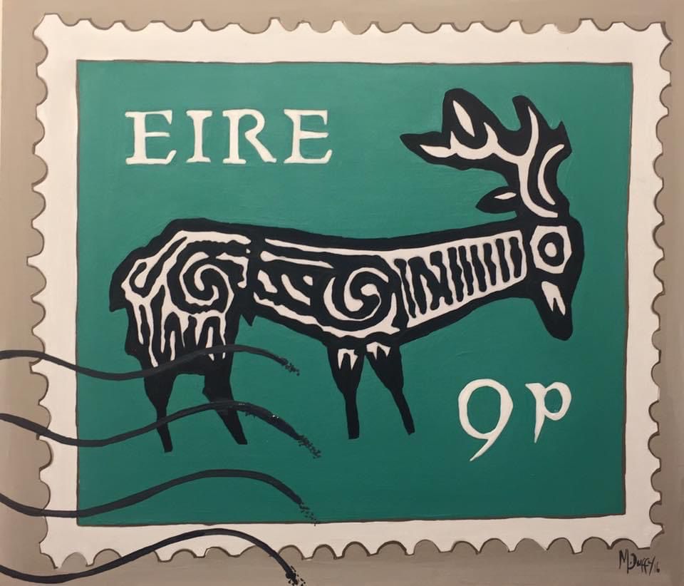 Eire 9p Old Stamp Print (teal)